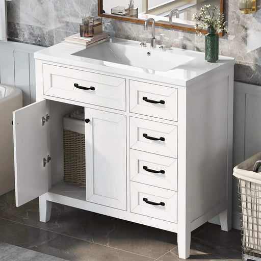 36' Bathroom Vanity with Sink Combo, White Bathroom Cabinet with Drawers, Solid Frame and MDF Board (Old Sku:JL000007AAK) Default -DTYStore