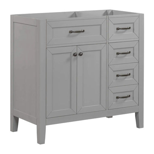 36' Bathroom Vanity without Sink, Cabinet Base Only, Bathroom Cabinet with Drawers, Solid Frame and MDF Board, Grey Default -DTYStore