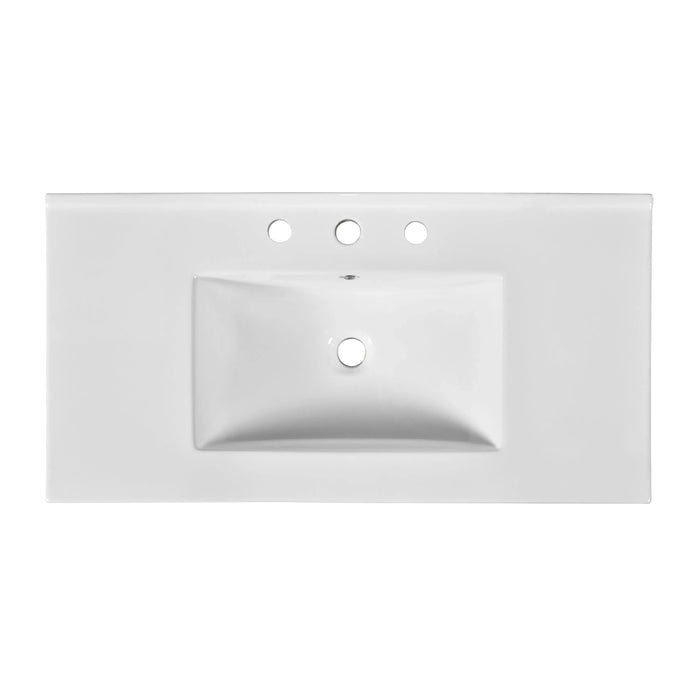 36inch Bathroom Vanity with Ceramic Sink, Bathroom Storage Cabinet with 2 Drawers& Shelf, Solid Wood and MDF Board, Freestanding Bathroom Cabinet (Blue) Default -DTYStore