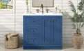 36inch Bathroom Vanity with Ceramic Sink, Bathroom Storage Cabinet with 2 Drawers& Shelf, Solid Wood and MDF Board, Freestanding Bathroom Cabinet (Blue) Default -DTYStore