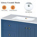 36inch Bathroom Vanity with Ceramic Sink, Bathroom Storage Cabinet with 2 Drawers& Shelf, Solid Wood and MDF Board, Freestanding Bathroom Cabinet (Blue) Default -DTYStore