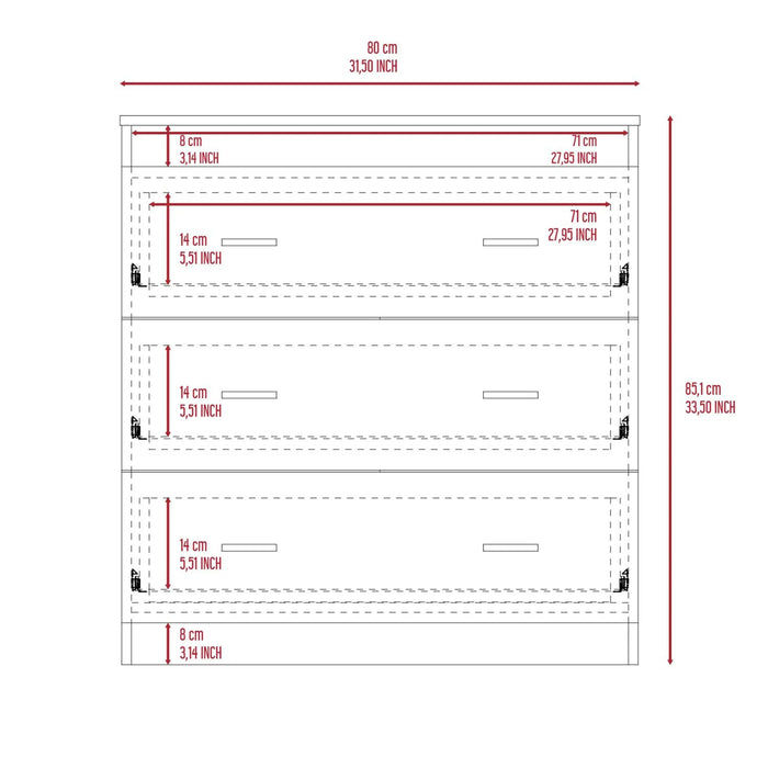 3 Piece Bedroom Set, 2 Cocora 6 Drawer Double Dressers + Capri Three Drawer Dresser, Black Default -DTYStore