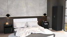 3 Piece Bedroom Set, London Armoire + 2 Omaha Nightstands, Black Default -DTYStore