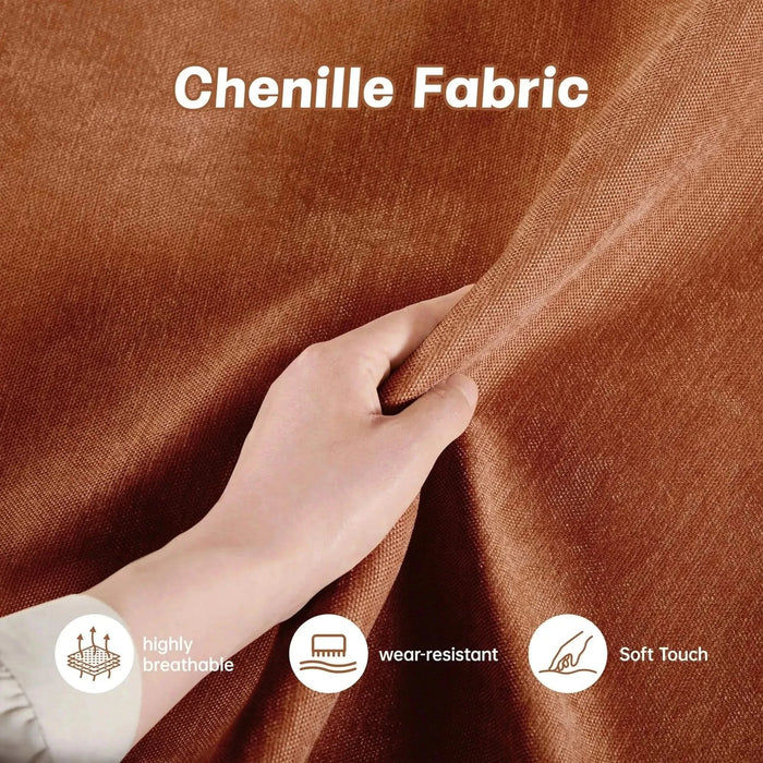 3 Seater Sofa With 3 Ottomans, Wide and Deep Seat 3-Seat Home Theater Sleeper Sofa for Living Room,Modular Sectional Sofa with Storage Pull out Drawer Under Each SeatChenille Orange -DTYStore