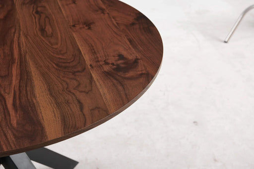 42.1'BLACK AND WOOD COLOR Table Mid-century Dining Table for 4-6 people With Round Mdf Table Top, Pedestal Dining Table, End Table Leisure Coffee Table,cross leg Default -DTYStore