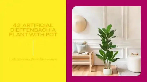 42' Artificial Dieffenbachia Plant With Pot Default -DTYStore