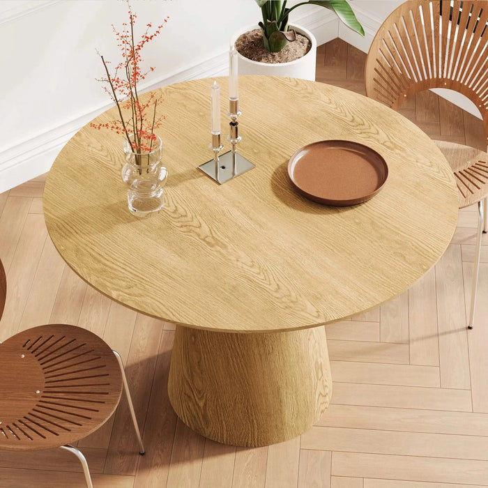 43 inch Wooden circular dining table, modern minimalist round table, natural wood colored table, Default -DTYStore