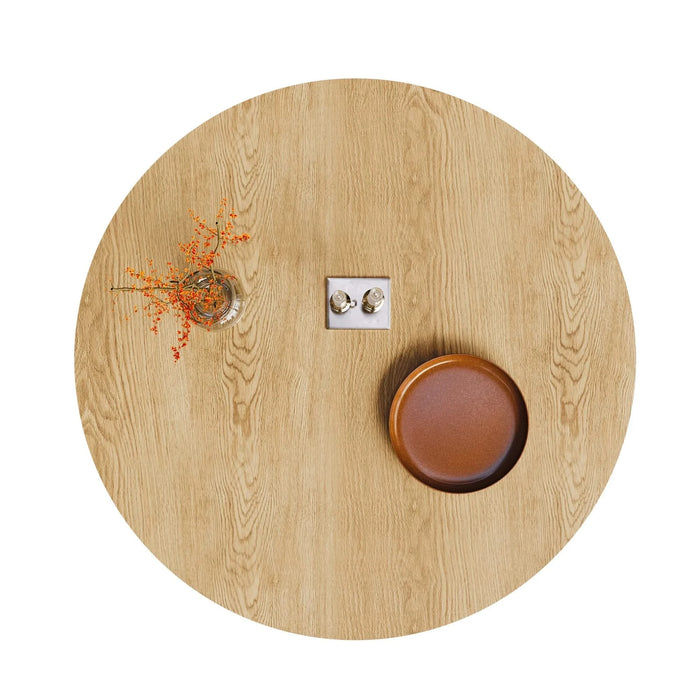 43 inch Wooden circular dining table, modern minimalist round table, natural wood colored table, Default -DTYStore
