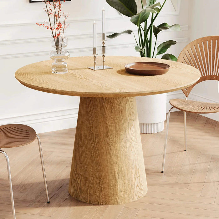 43 inch Wooden circular dining table, modern minimalist round table, natural wood colored table, Default -DTYStore