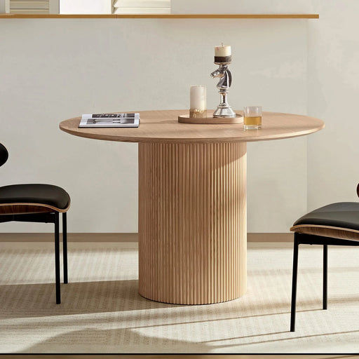 47,24 inch MDF Dining Table for Dining Room Round Dinner Tables Mid-Century Modern Table OAK Default -DTYStore