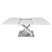 47.25''-63'' Modern White Glossy Dining Table for 4-6 People, Extendable Dining Table with Crossed Metal Base and Stainless Steel Tubes, Large Dining Table White(Same SKU:W757P160404) Default -DTYStore