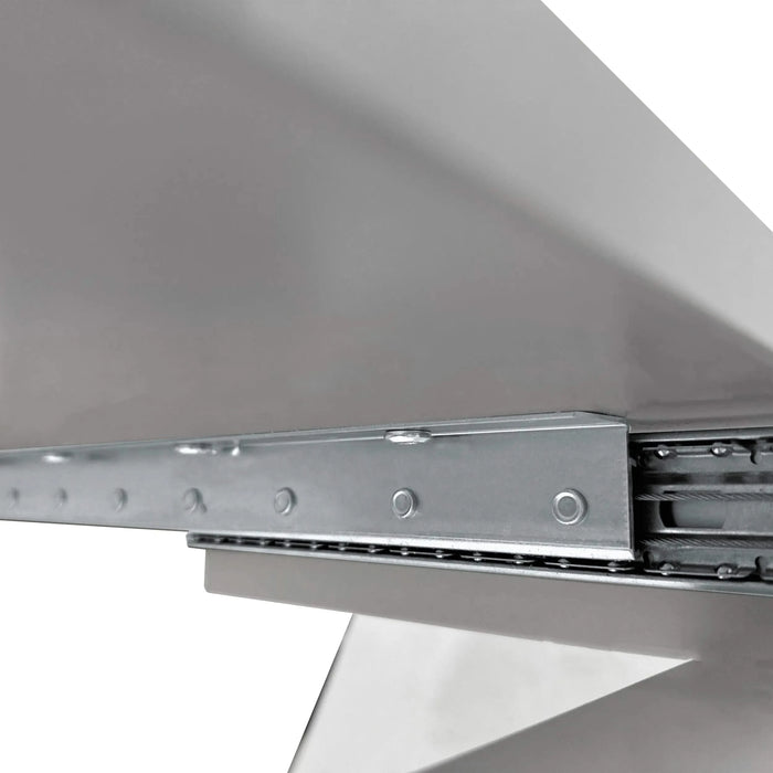 47.25''-63'' Modern White Glossy Dining Table for 4-6 People, Extendable Dining Table with Crossed Metal Base and Stainless Steel Tubes, Large Dining Table White(Same SKU:W757P160404) Default -DTYStore