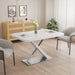 47.25''-63'' Modern White Glossy Dining Table for 4-6 People, Extendable Dining Table with Crossed Metal Base and Stainless Steel Tubes, Large Dining Table White(Same SKU:W757P160404) Default -DTYStore