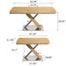 47.25 '-63' Dining Table, Original Wood Color, Seating 4-6 People, Retractable Table, Cross Metal Base and Stainless Steel Tubing(Natural) Default -DTYStore