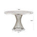47' Round Marble Dining Table, Modern Kitchen Table with High Gloss Faux Marble Tabletop and Stainless Steel Base for Dining Room, Kitchen (Sliver,White)(Only a table) Default -DTYStore