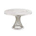 47' Round Marble Dining Table, Modern Kitchen Table with High Gloss Faux Marble Tabletop and Stainless Steel Base for Dining Room, Kitchen (Sliver,White)(Only a table) Default -DTYStore