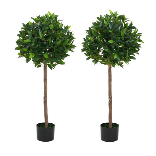 49' Artificial Topiary Bay Tree Ball With Pot, Set of 2 Default -DTYStore