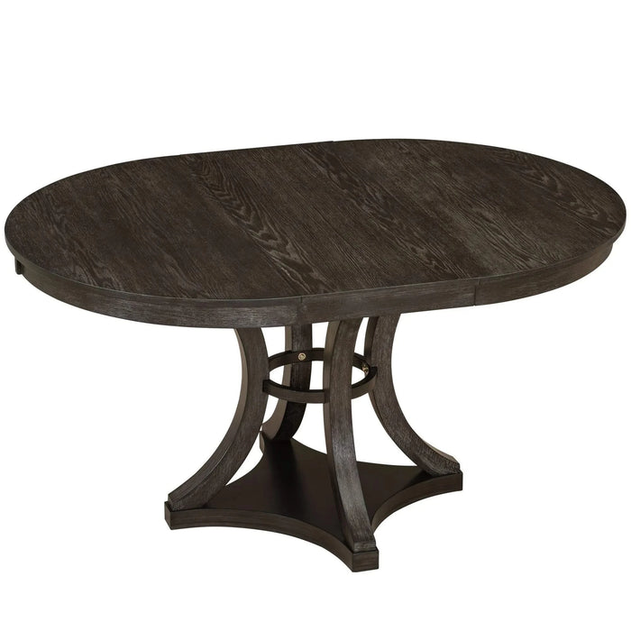 5-Piece Retro Functional Dining Table Set Extendable Round Table and 4 Upholstered Chairs for Dining Room and Living Room (Espresso) Default -DTYStore