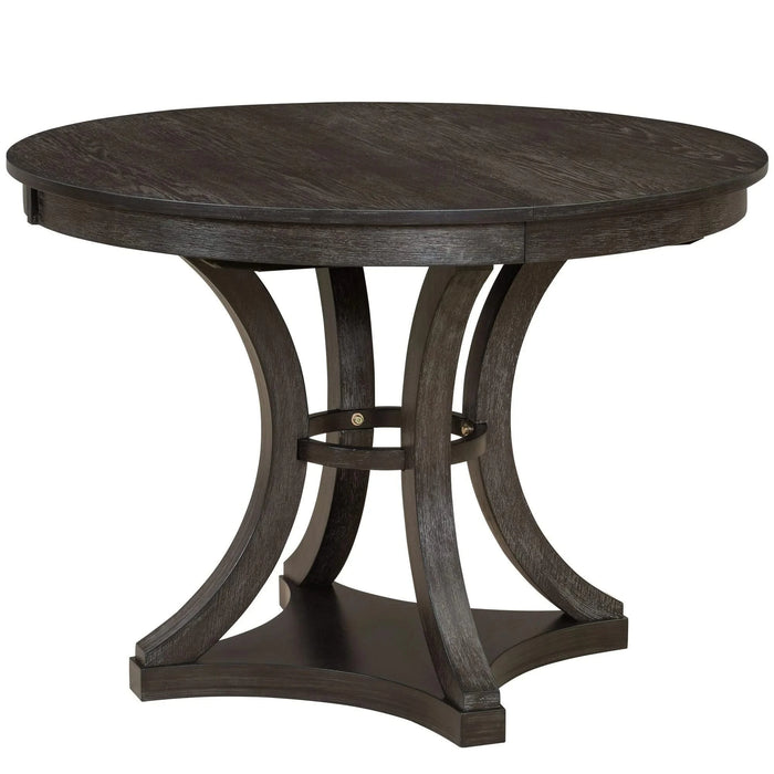 5-Piece Retro Functional Dining Table Set Extendable Round Table and 4 Upholstered Chairs for Dining Room and Living Room (Espresso) Default -DTYStore