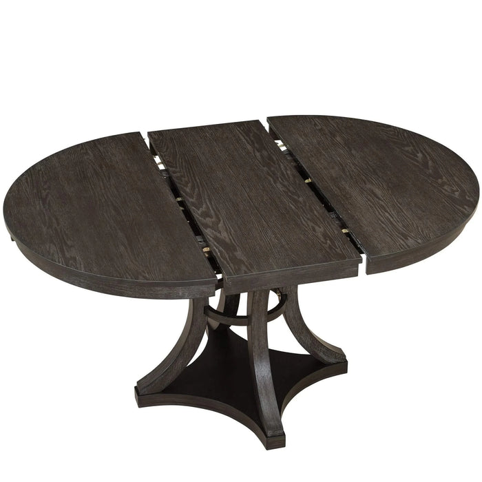 5-Piece Retro Functional Dining Table Set Extendable Round Table and 4 Upholstered Chairs for Dining Room and Living Room (Espresso) Default -DTYStore