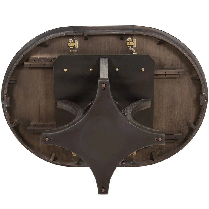 5-Piece Retro Functional Dining Table Set Extendable Round Table and 4 Upholstered Chairs for Dining Room and Living Room (Espresso) Default -DTYStore