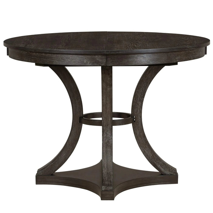 5-Piece Retro Functional Dining Table Set Extendable Round Table and 4 Upholstered Chairs for Dining Room and Living Room (Espresso) Default -DTYStore