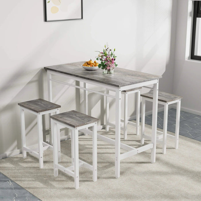 5-piece modern kitchen table with four bar stools Bar table set 5PC,metal frame and MDF, white oak,47.5'' L x 23.7'' W x 35.5'' H. Default -DTYStore