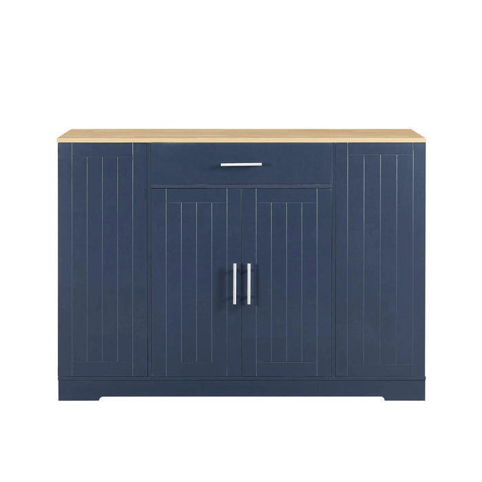 53'' Kitchen Storage Islands with Drawers and Trash Can Storage for Kitchen & Dining. Modern Farmhouse Design, Navy Blue, 53.2'W x 20.9'D x 38.0'H. Default -DTYStore