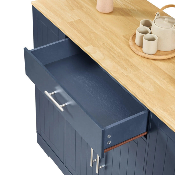 53'' Kitchen Storage Islands with Drawers and Trash Can Storage for Kitchen & Dining. Modern Farmhouse Design, Navy Blue, 53.2'W x 20.9'D x 38.0'H. Default -DTYStore