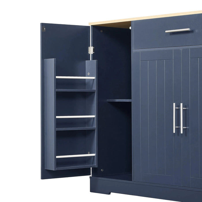 53'' Kitchen Storage Islands with Drawers and Trash Can Storage for Kitchen & Dining. Modern Farmhouse Design, Navy Blue, 53.2'W x 20.9'D x 38.0'H. Default -DTYStore