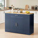 53'' Kitchen Storage Islands with Drawers and Trash Can Storage for Kitchen & Dining. Modern Farmhouse Design, Navy Blue, 53.2'W x 20.9'D x 38.0'H. Default -DTYStore