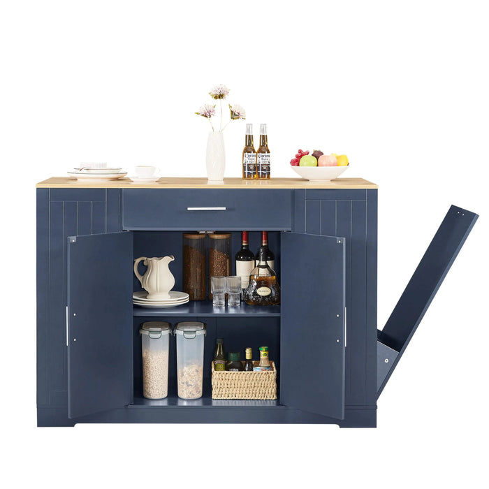 53'' Kitchen Storage Islands with Drawers and Trash Can Storage for Kitchen & Dining. Modern Farmhouse Design, Navy Blue, 53.2'W x 20.9'D x 38.0'H. Default -DTYStore