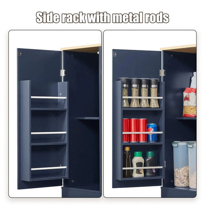 53'' Kitchen Storage Islands with Drawers and Trash Can Storage for Kitchen & Dining. Modern Farmhouse Design, Navy Blue, 53.2'W x 20.9'D x 38.0'H. Default -DTYStore