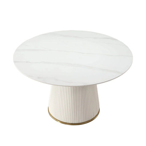 53 inch Round sintered stone carrara white dining table Default -DTYStore