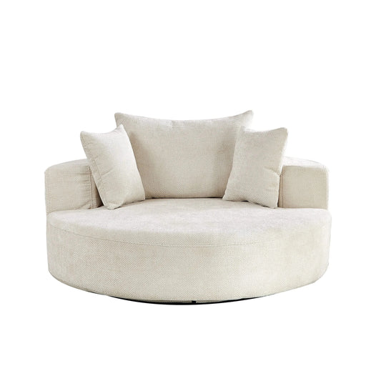 55''L Chenille Foam Single Swivel Chair, Fluffy Modern Sleeper, 360 Degree Swivel Chair for Living Room, Bedroom, Lounge and Projection Room Default -DTYStore