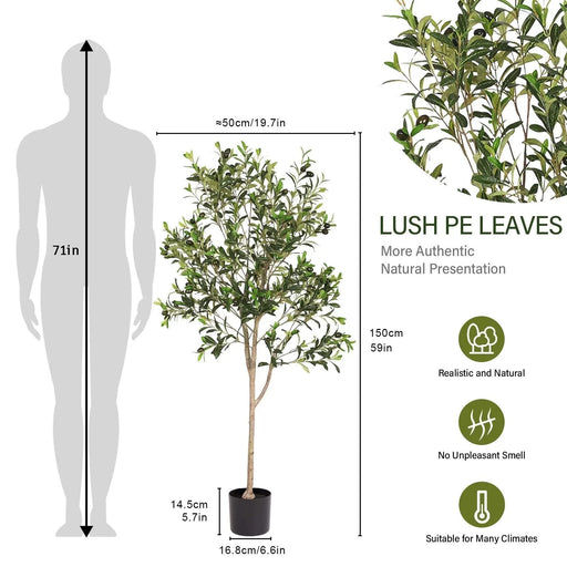5FT Assembled Artificial Tree Olive Tree with Branches and Fruits Faux Greenery for Indoor Home and Office Decoration 1pc/set Default -DTYStore