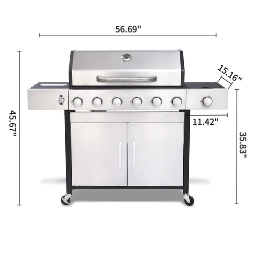 6-Burner Propane Gas Grill With Side Burner Default -DTYStore