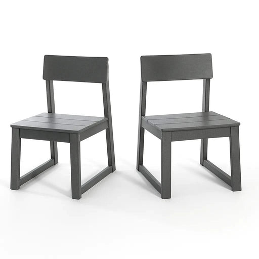 7-Piece HDPE Outdoor Dining Set for 6 – Weather-Resistant Patio Table with Umbrella Hole and 6 Armless Chairs, Durable Garden Furniture for Backyard, Lawn, Deck, or Poolside (Gray) Default -DTYStore