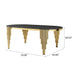 70.08 in. Oval Dining Table with Black Glass Top and Gold Stainless Steel Base, for 6 Seats Default -DTYStore