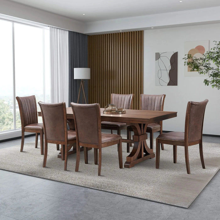 78.74''Rectangular Rubber Wood Dining Table for 6-8 with Wooden Trestle Pedestal Base,Mid Century Modern Kitchen Wooden Table Dinner Table for Dining Room, Living Room,OAK Default -DTYStore