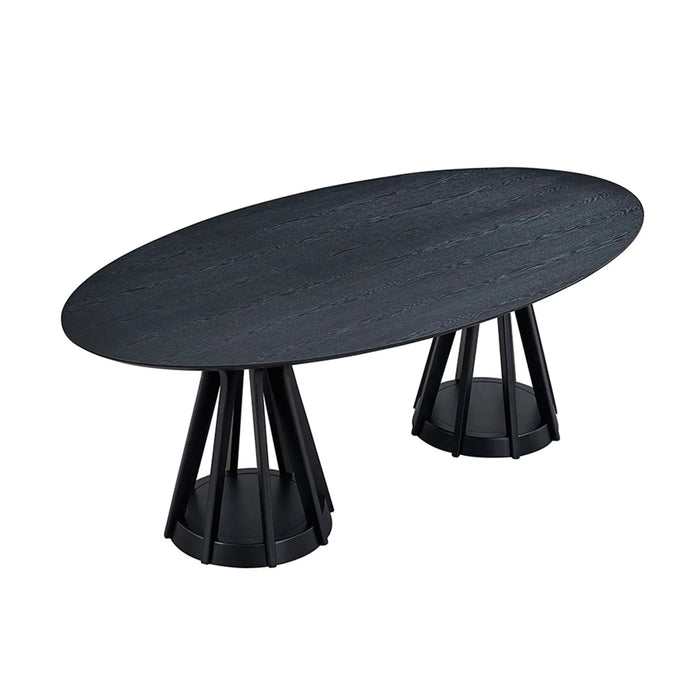 78.74 Inch Modern Dining Table Ellipse Wooden Table for Living Room,Oval MDF Table with Sturdy Pedestal for Restaurant,Black Default -DTYStore