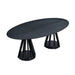 78.74 Inch Modern Dining Table Ellipse Wooden Table for Living Room,Oval MDF Table with Sturdy Pedestal for Restaurant,Black Default -DTYStore