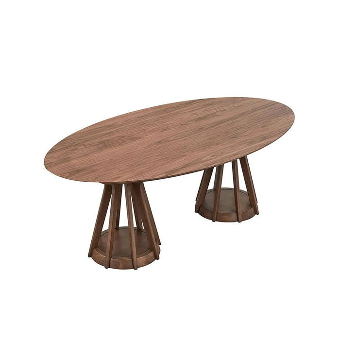 78.74 Inch Modern Dining Table Ellipse Wooden Table for Living Room,Oval MDF Table with Sturdy Pedestal for Restaurant,Walnut Default -DTYStore