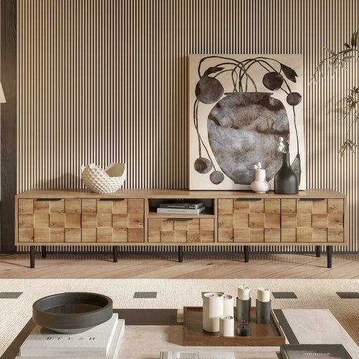 78' TV Stand for 85 75 65 Inch TV, TV Consoles for Living Room, Entertainment Center Wood TV Media with Storage Default -DTYStore