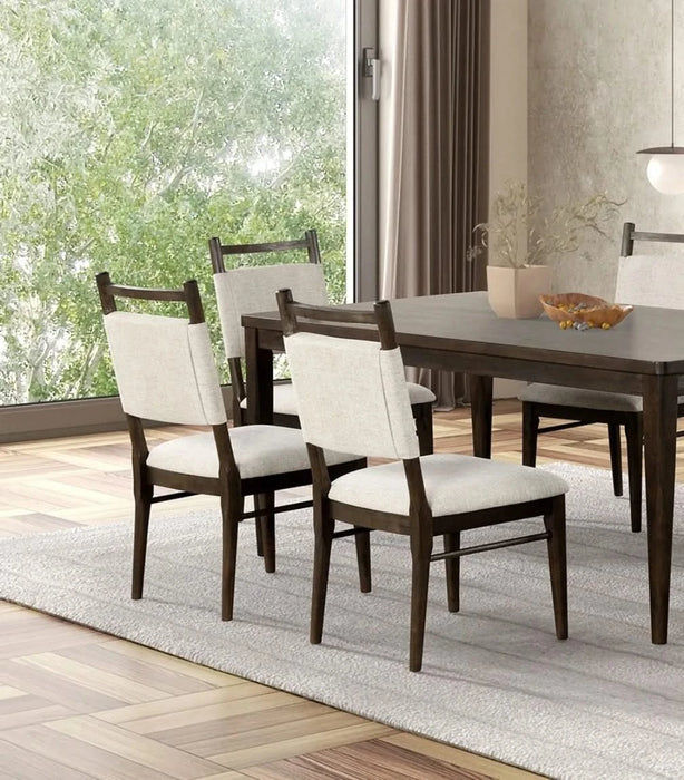7pc Dining Room Set Dark Walnut Wooden Dining Table 6x Side Chairs Rubber wood Modern Kitchen Dining Default -DTYStore
