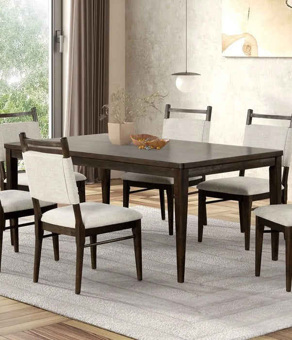 7pc Dining Room Set Dark Walnut Wooden Dining Table 6x Side Chairs Rubber wood Modern Kitchen Dining Default -DTYStore