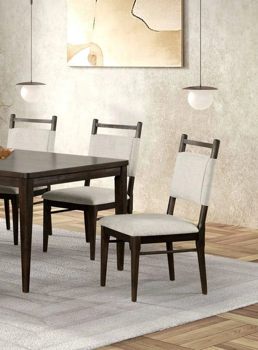 7pc Dining Room Set Dark Walnut Wooden Dining Table 6x Side Chairs Rubber wood Modern Kitchen Dining Default -DTYStore