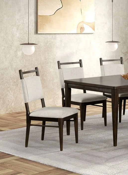 7pc Dining Room Set Dark Walnut Wooden Dining Table 6x Side Chairs Rubber wood Modern Kitchen Dining Default -DTYStore