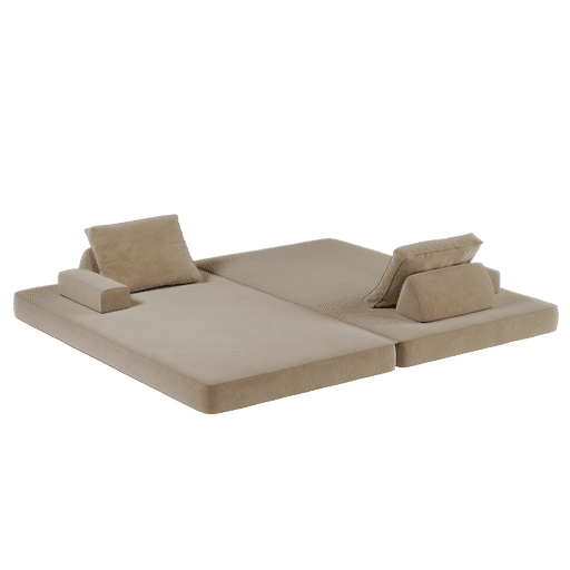 86.6' Multifunctional Convertible Sofa Bed with 2 Tumbler Backrests and 2 Pillows,Fuffy Chenille Fabric Sofa,Chaise Lounge,Game Pad,DIY Modern Upholstered Couch,Deep Seat Couch for Living Room,Office Default -DTYStore