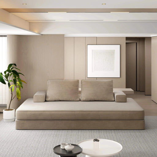 86.6' Multifunctional Convertible Sofa Bed with 2 Tumbler Backrests and 2 Pillows,Fuffy Chenille Fabric Sofa,Chaise Lounge,Game Pad,DIY Modern Upholstered Couch,Deep Seat Couch for Living Room,Office Default -DTYStore